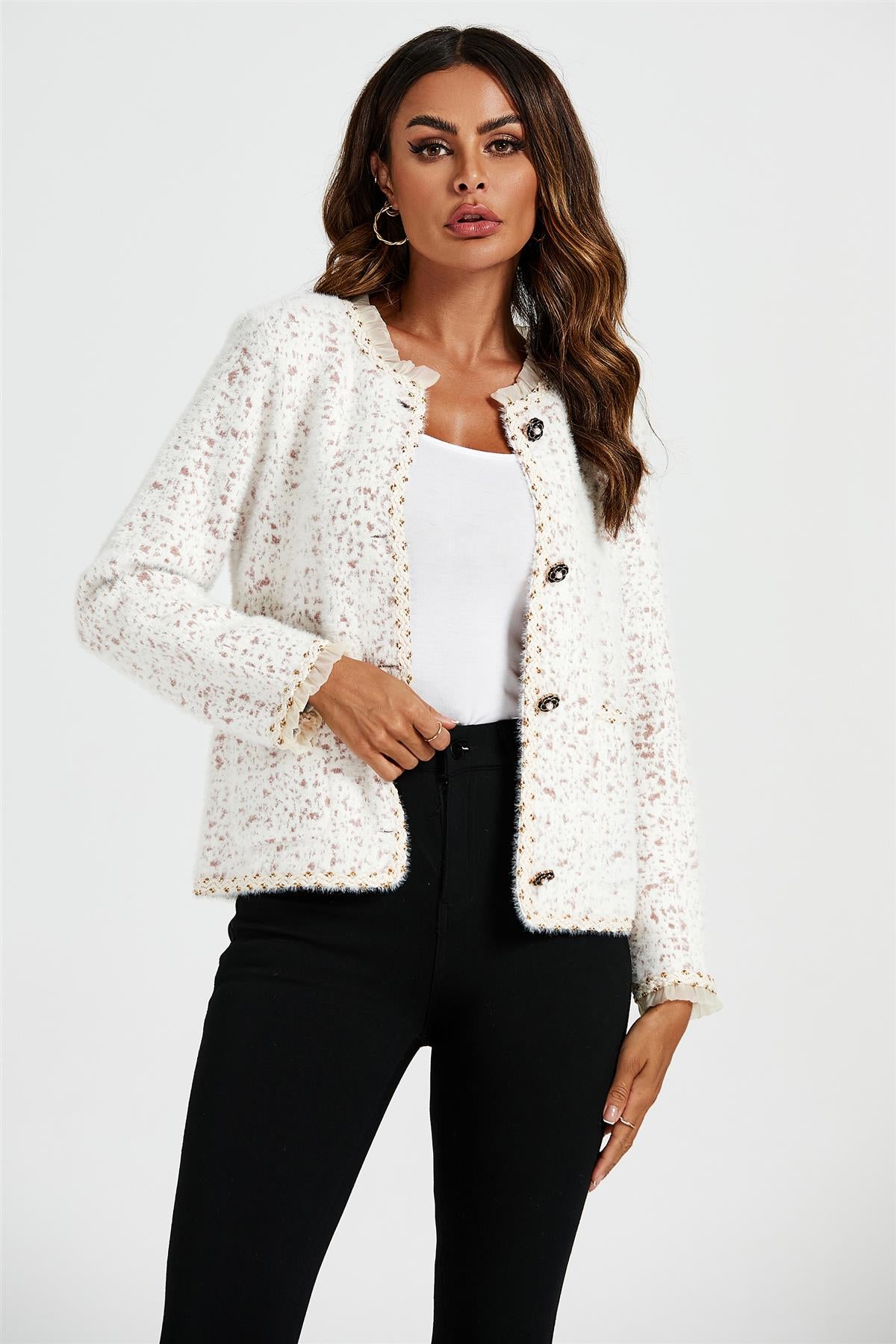 White boucle blazer hotsell