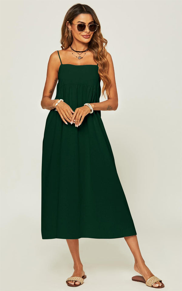 Slip Dress In Dark Green